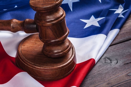 Gavel on Top of Flag